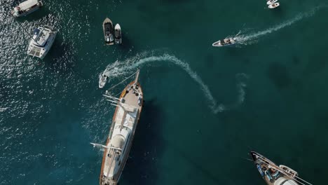 drone shot of boats and yachts in croatia