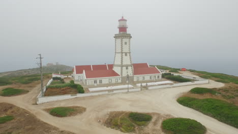 lighthouse shot at espichel cape on a foggy day