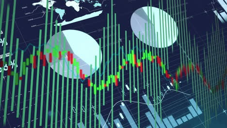 animation of financial data processing over blue background