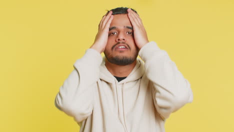 indian sad man loses becoming surprised by lottery results bad fortune loss unlucky fortune news