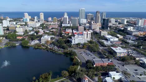 4k aerial video of downtown st petersburg flying east along 2nd ave n