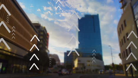 animación de flechas sobre el paisaje urbano
