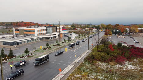 Convoy-Of-Vehicles-On-The-Street-At-The-Funeral-Procession-Of-Slain-Policemen-In-Barrie,-Ontario,-Canada