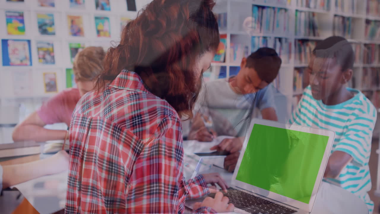 Animation of mathematical equations over diverse schoolchildren in classroom