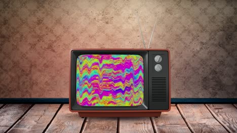 Animation-of-screen-of-vintage-television-set-with-stripes-in-seamless-loop