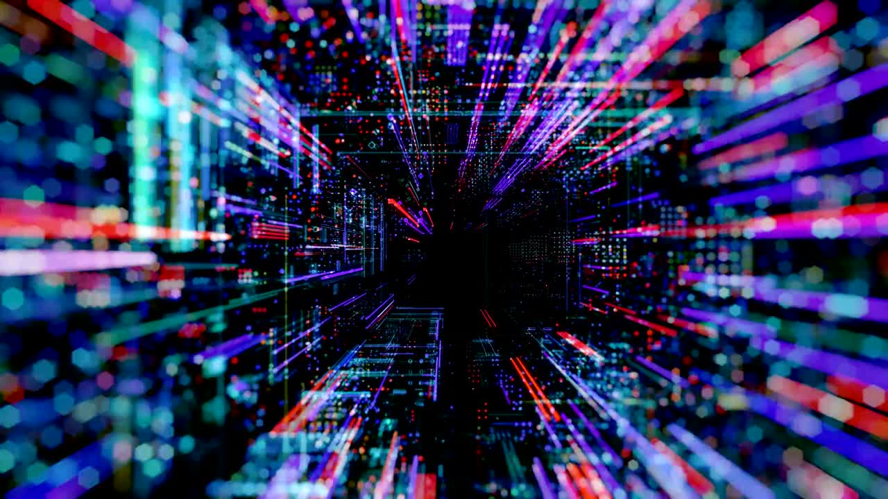 ciudad virtual digital abstracta. escaneo de la ciudad para el concepto de ataque de hackers. render 3d 4k bucle