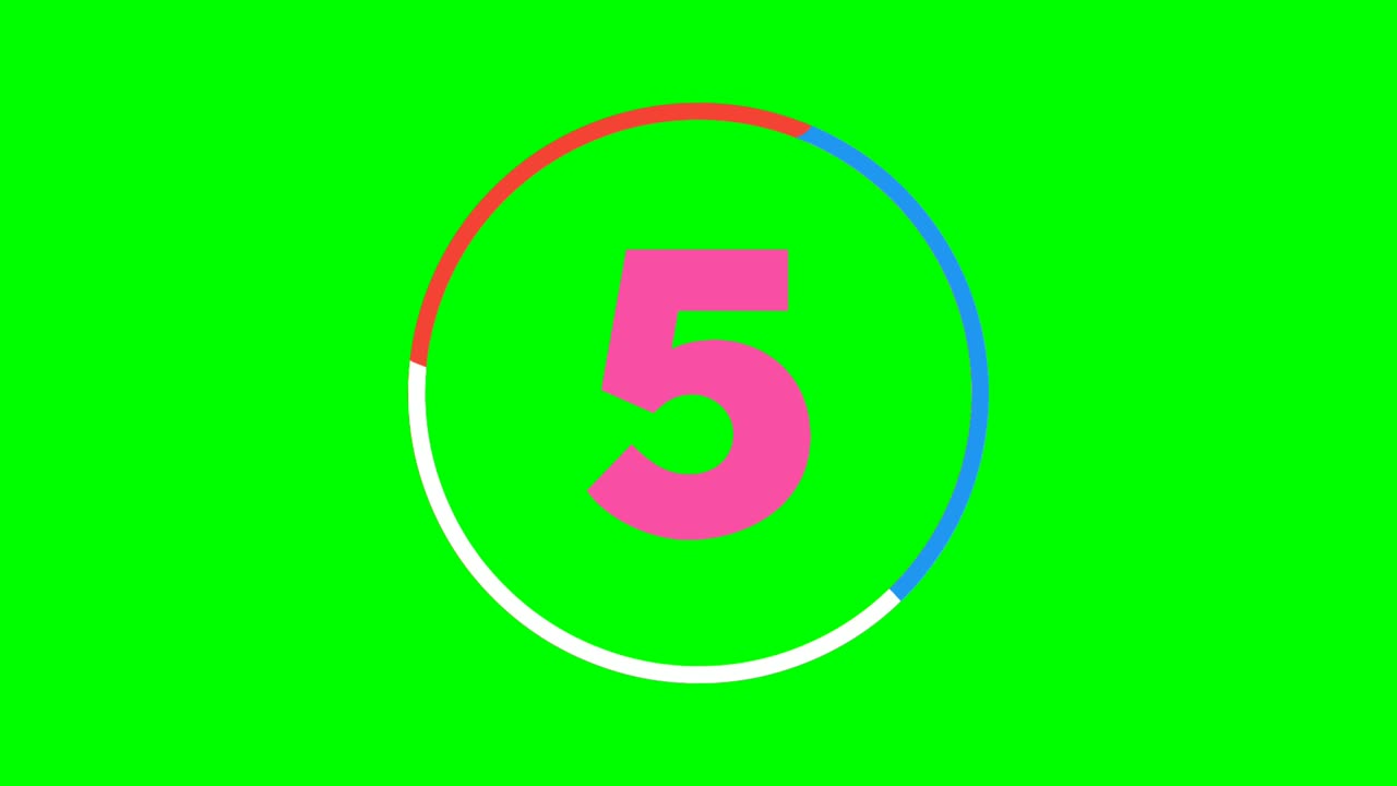 Animation Countdown cartoon number ten 10 to one 1 motion graphics on green screen