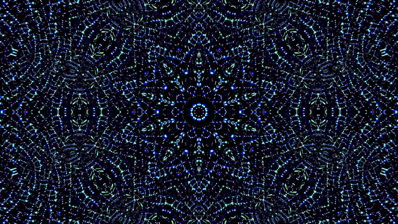 빛의 파동 추상적인 점은 파란색을 설정합니다. 칼레도스코프 검은색 배경.