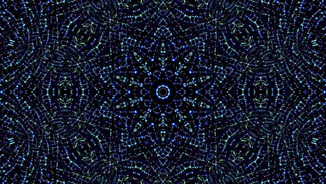 light wave abstract dots set blue color kaleidoscope black background