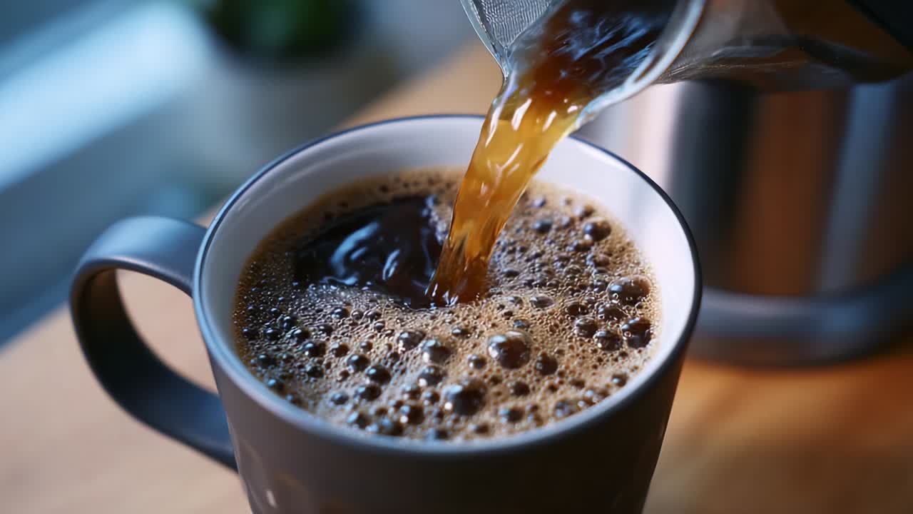 Kaffe hældes i en kop