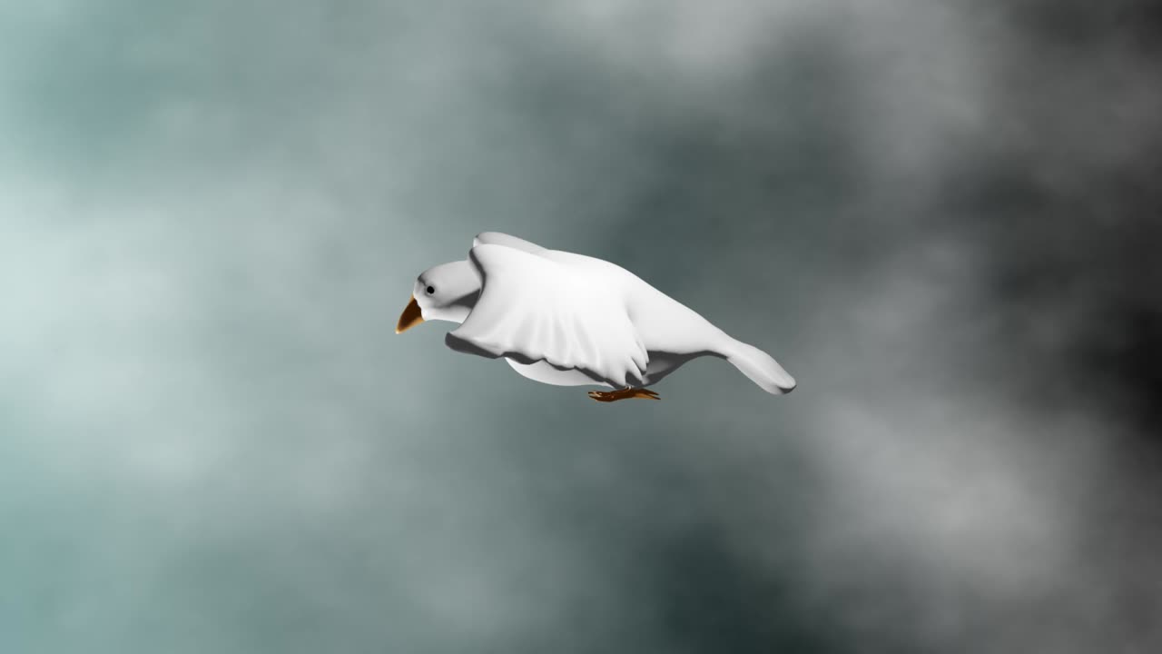 Bird flying among the clouds - Conceptual 3D work.