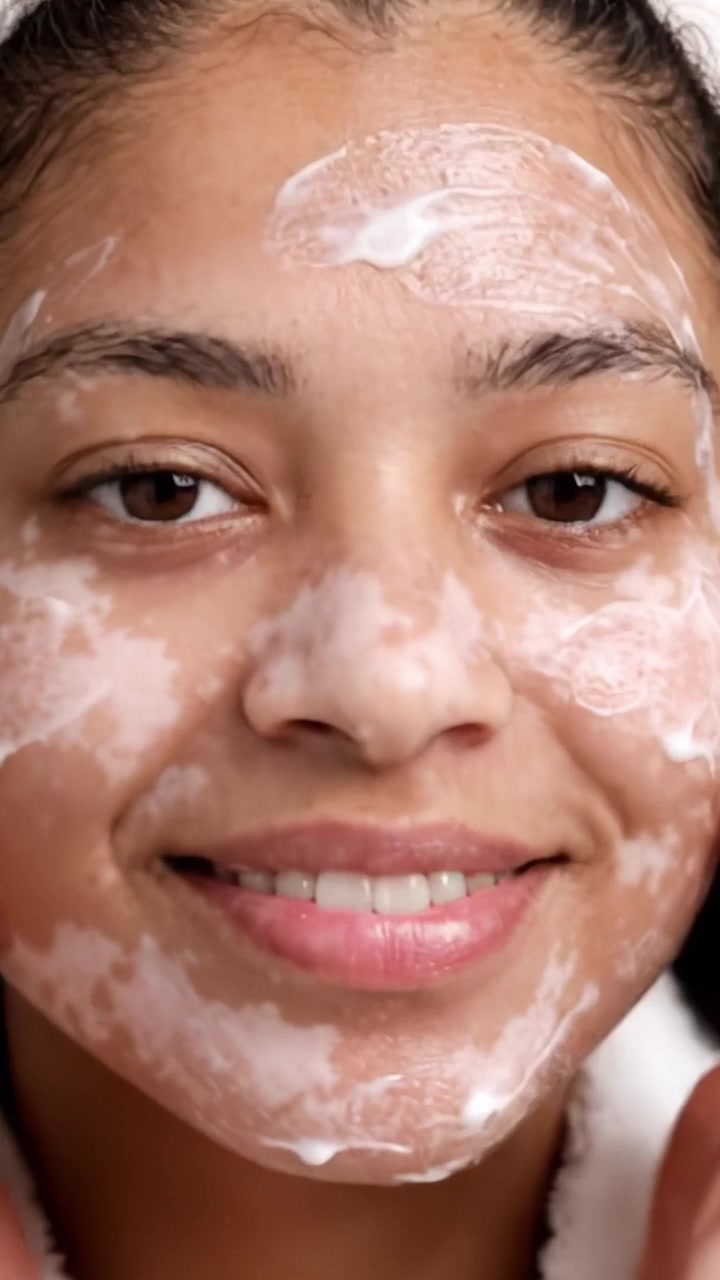 A Step-by-Step Facial Cleansing Routine: Applying and Rinsing Facial Wash for Glowing Skin and a Refreshing Feel