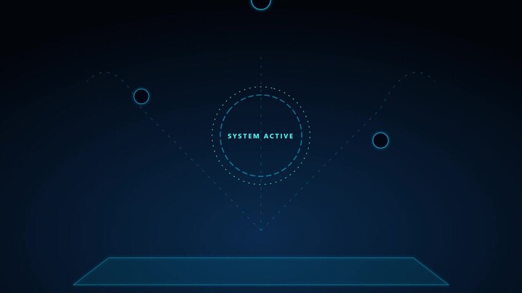 Display di Interfaccia Digitale con Animazione di Testo 'Sistema Attivo'