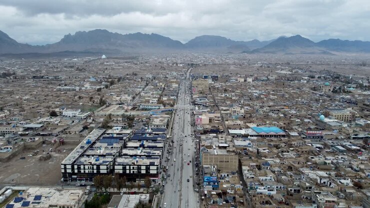 An aerial view of the roads in Kandahar city
