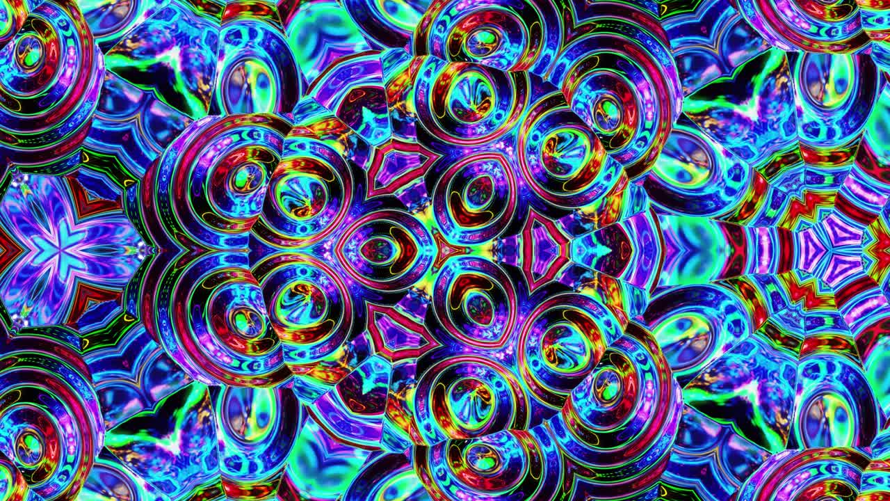 patrón simétrico iridescente líquido como el caleidoscopio con ondas. 3d elegante bucle abstracto bg, estructura ondulada de vidrio líquido brillante con hermosos colores de gradiente. 4k