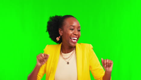 Money-dance,-rich-and-black-woman-on-green-screen