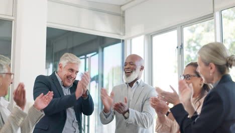 high five, teamwork and applause in office