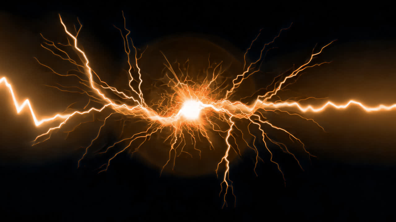 Electric energy burst sparks darkness animated overlay, transparent 4K video, alpha channel, ProRes
