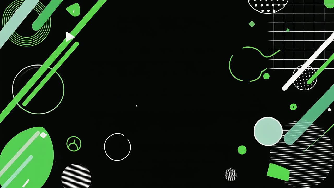 Dynamic Green Geometric Shapes Animation on Black Background