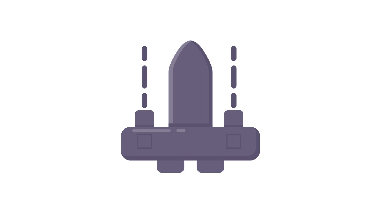 Animated Rocket Icon Launching into Space