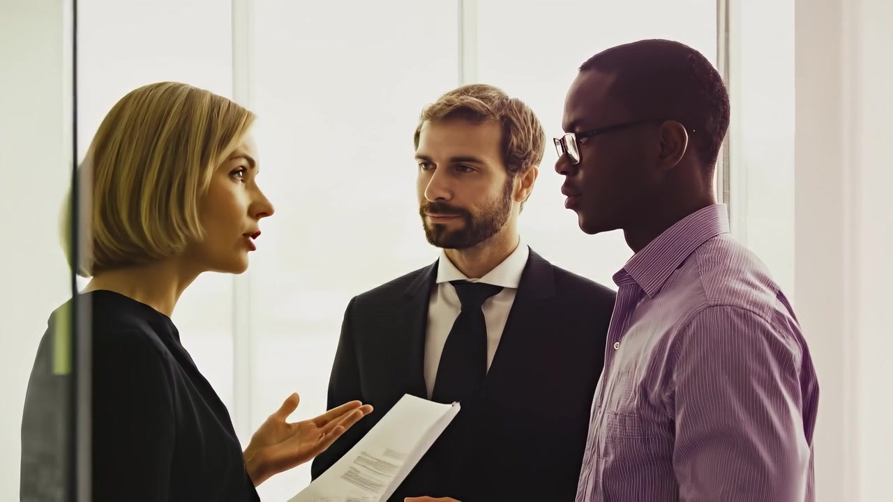 Business Professionals Discussing Strategy in a Modern Office