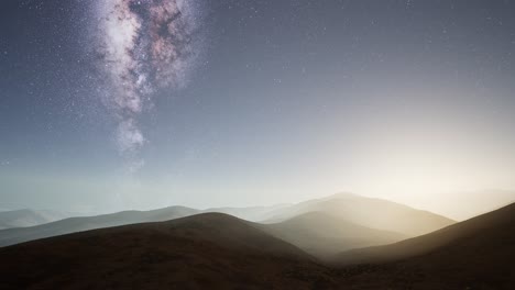 milky way stars above desert mountains