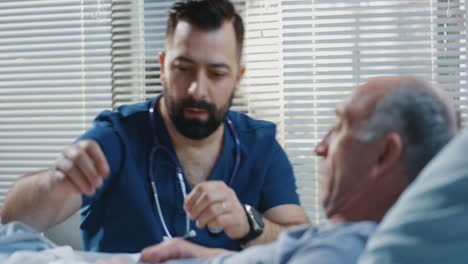 doctor examining elderly patient