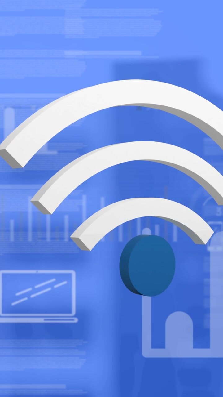 Animation af Wi-Fi og digitale ikoner over bybillede