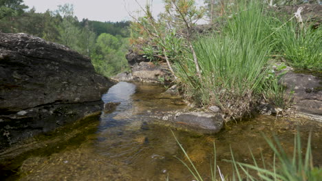 Agua-Fresca,-Limpia-Y-Potable-Que-Fluye-En-Un-Arroyo-Y-Fluye-Hacia-Abajo