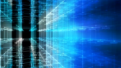 red de cadena de bloques y concepto de programación en el fondo tecnológico.