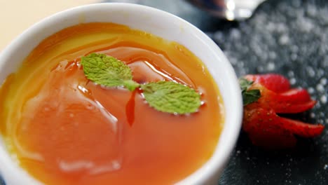 Mango-pudding-in-bowl-at-restaurant