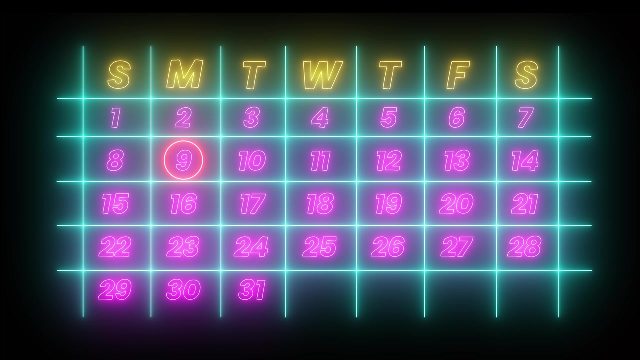 Calendario al neon