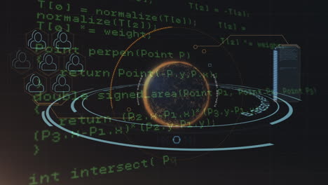 animación del procesamiento de datos sobre el alcance del escaneo sobre un fondo oscuro