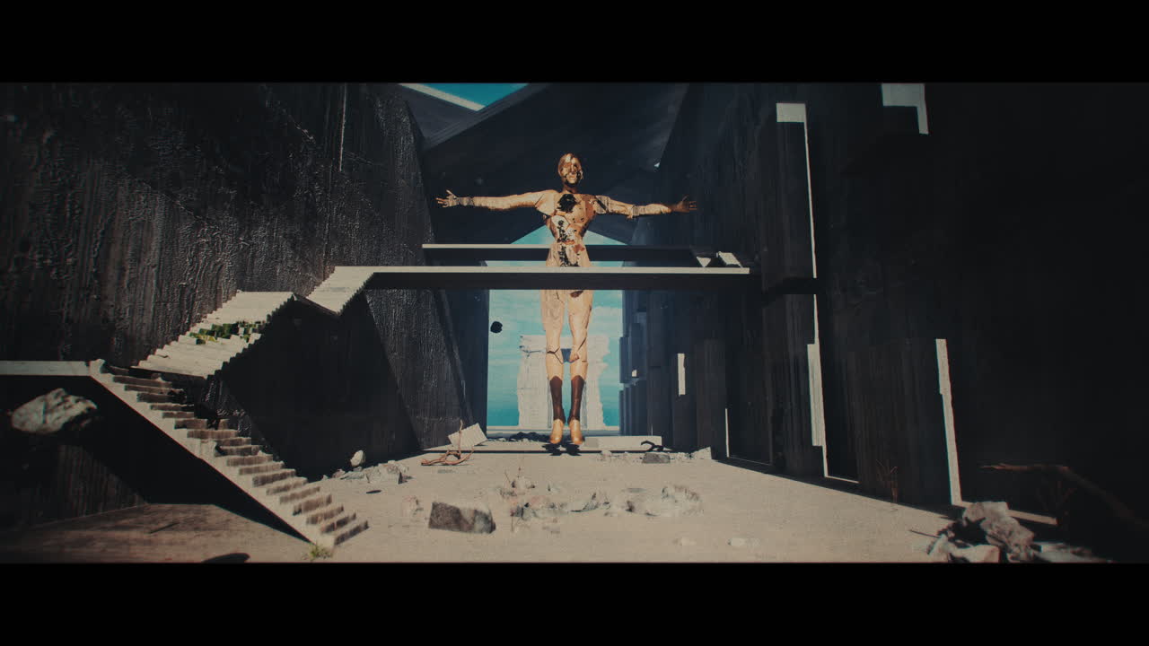 Post-Apocalyptic Cityscape with a Giant Figure