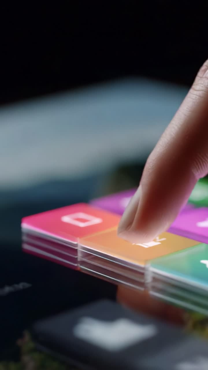 A Close-Up of a Finger Engaging with a Colorful Touchscreen Interface, Highlighting Various App Icons, Showcasing the Interaction Between User and Technology in a Modern Digital Environment