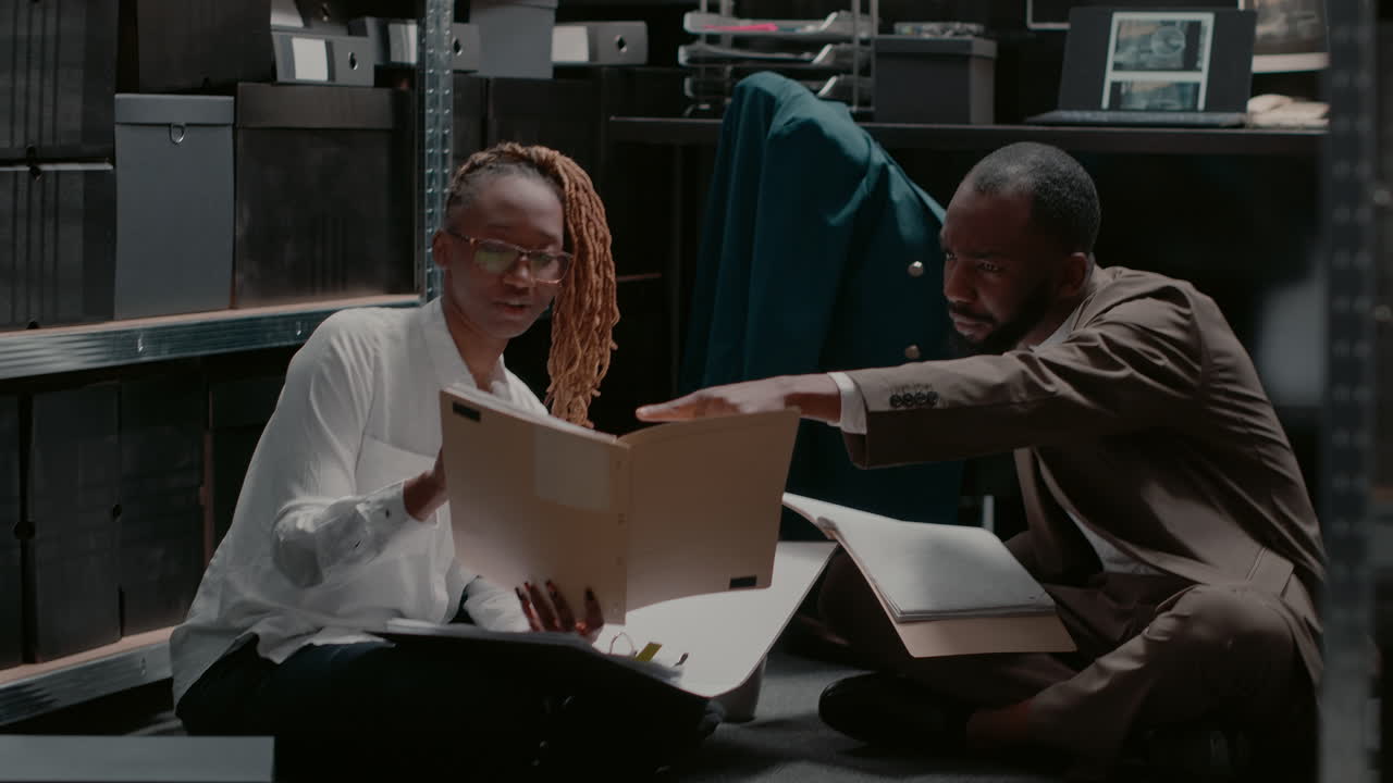 Business team working in archive