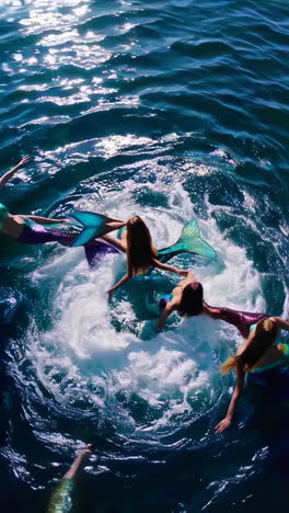 mermaids in a whirlpool