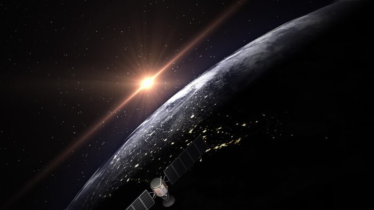 Earth and Satellite in Space