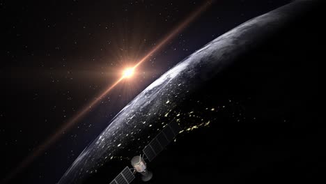 earth and satellite in space