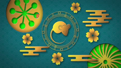 animation of chinese new year of mouse with shapes moving
