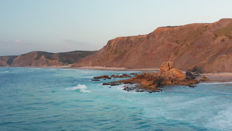 aerial: the surf beaches of cordoama and castelejo in the algarve, portugal