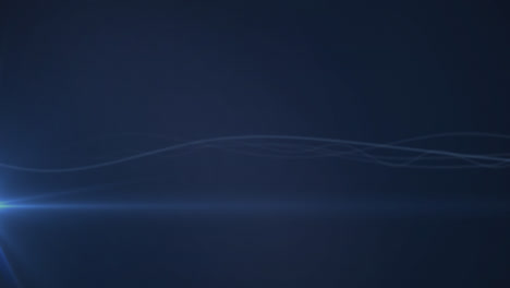 animation of multiple light trails with spot of light moving in seamless loop on blue background