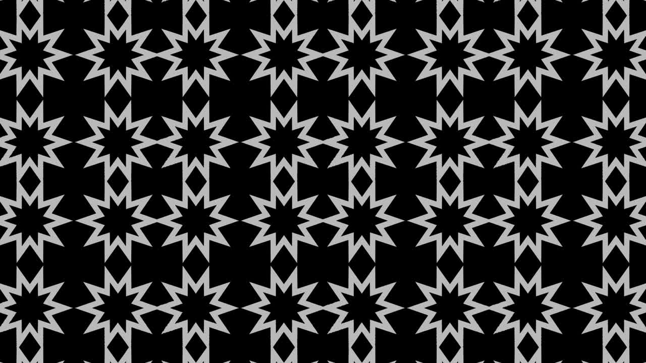 patrón gráfico en blanco y negro con efecto estroboscópico e hipnótico, mientras aumenta en tamaño y luego lo reduce.