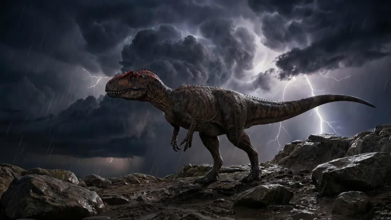 Allosaurus in a Thunderstorm