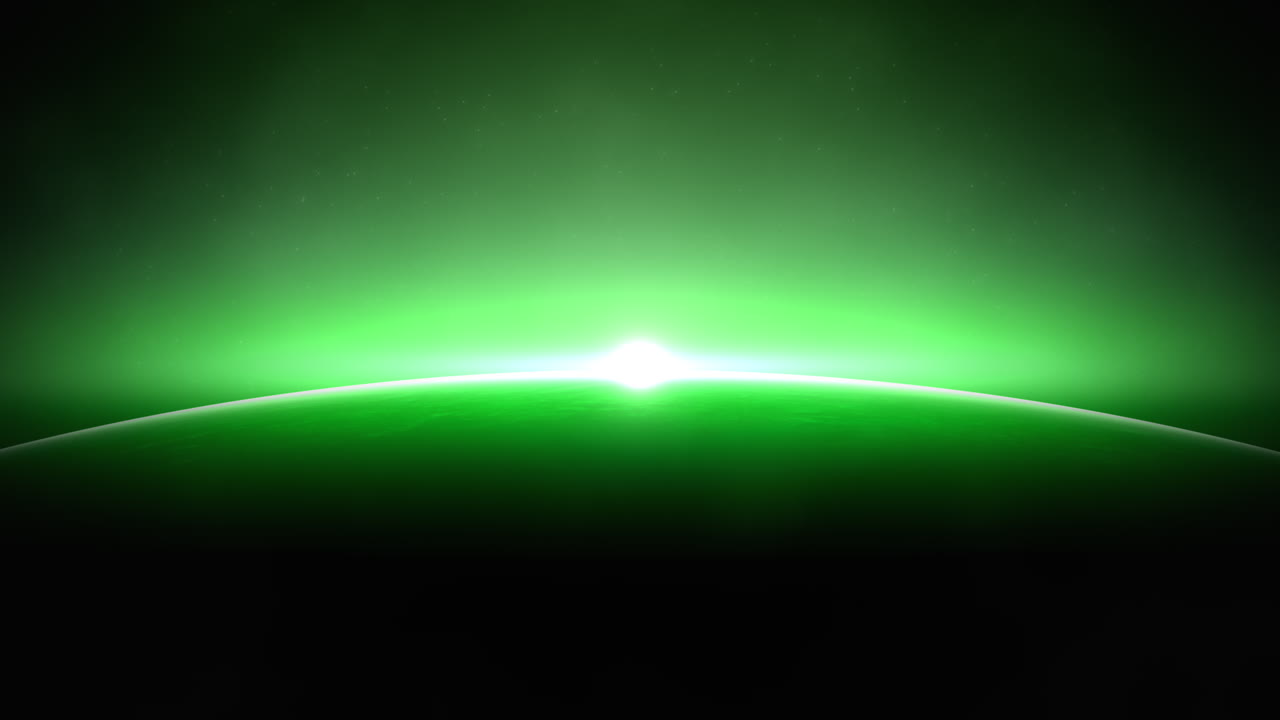 animación cinematográfica primer plano planeta y luz de estrella en el espacio