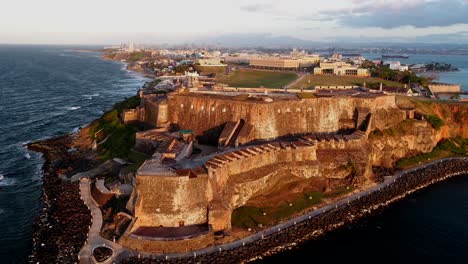 El-Morro-in-Puerto-Rico-at-sunset-aerial