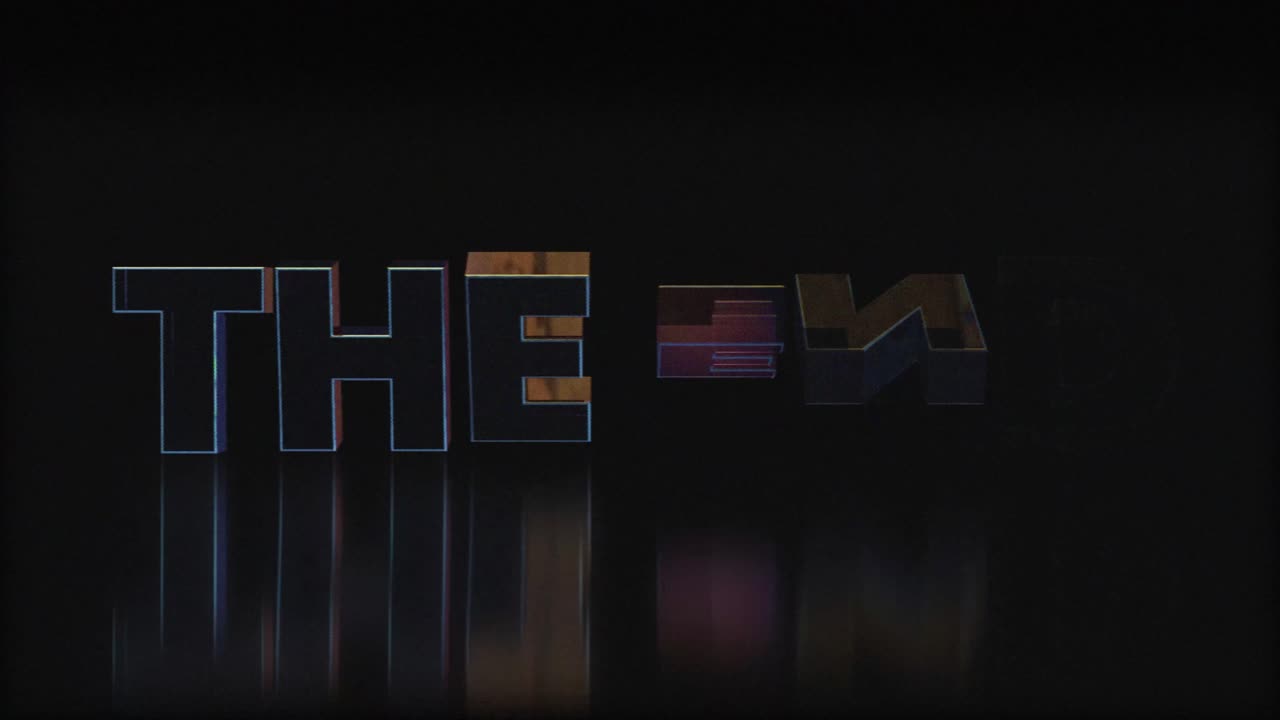 Testo "Fine" con effetto glitch digitale