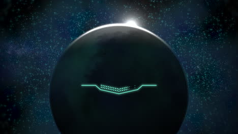 luna mística con elementos de flash y hud en la galaxia