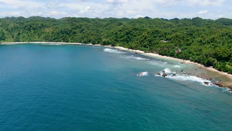 aerial view on beautiful exotic wediombo beach on coast of java island indonesia