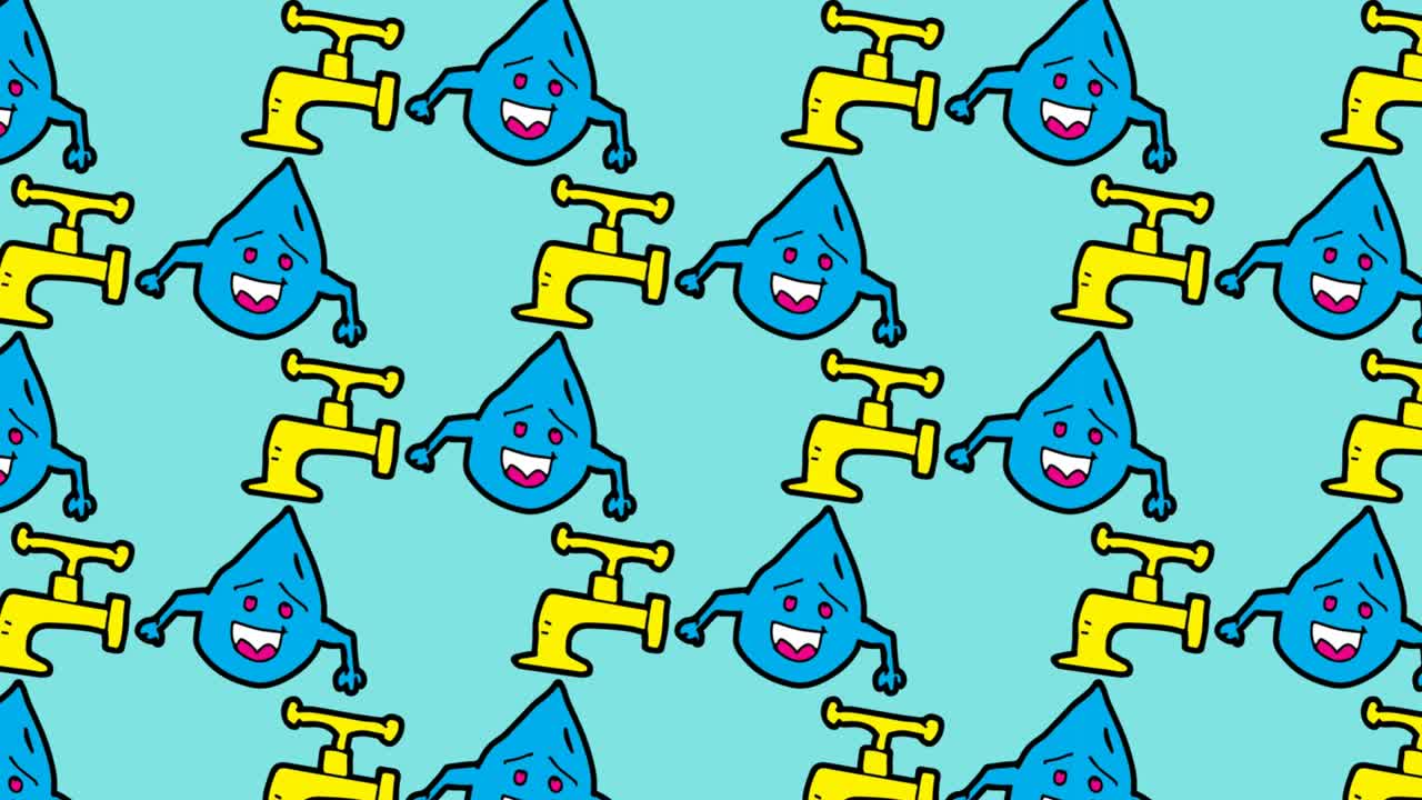 kids drawing pop art seamless background with theme of tap water